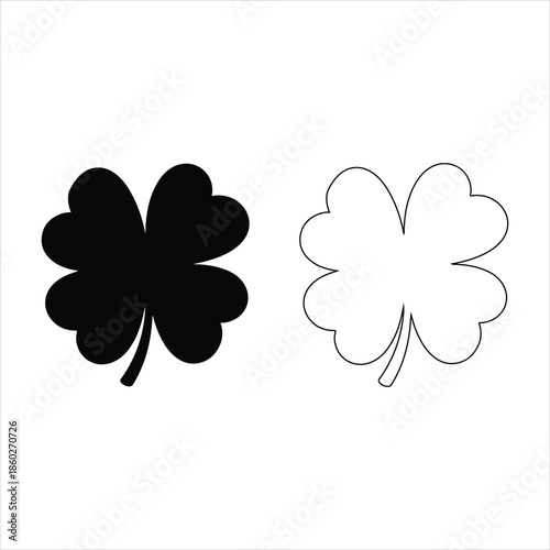 Four leaf clover icon. Black icon isolated on white background. Clover silhouette. Simple icon. Web site page and mobile app design vector element.