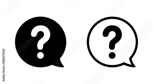 Question Mark in Bubble Icon Vector – Inquiry and Help Symbol