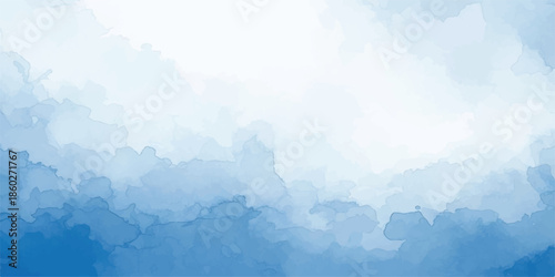 Dreamy Blue Sky Watercolor Texture Background with Soft Layered Clouds and Peaceful Pastel Atmosphere