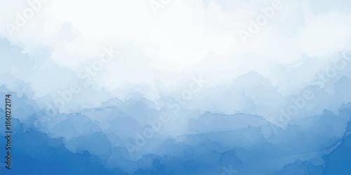 Cloud Like Blue Watercolor Paint Wash Texture for Abstract Sky Background Illustration