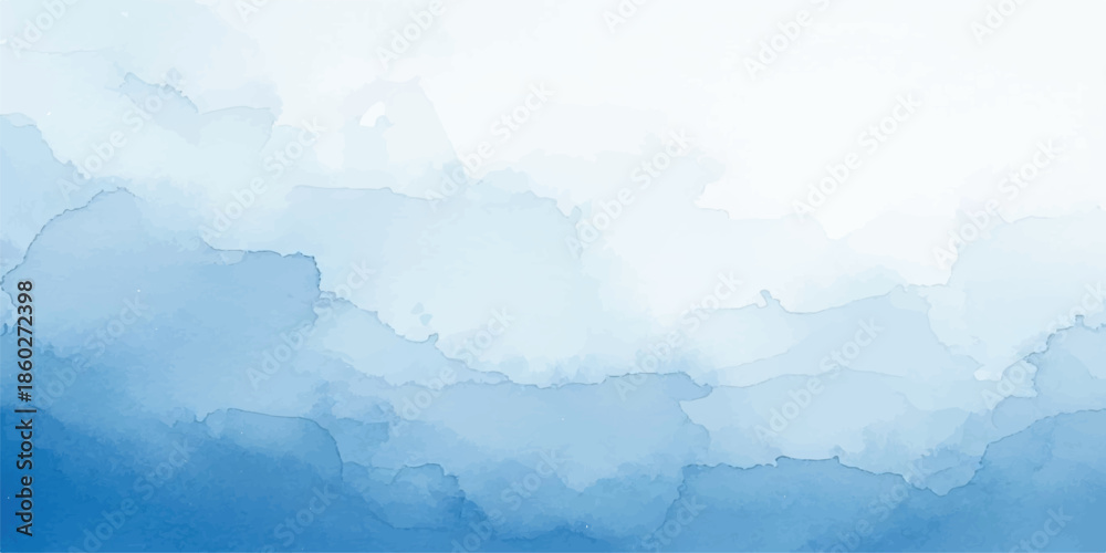 Obraz premium Hand Painted Blue Watercolor Wash with Organic Shapes and Soft Artistic Texture