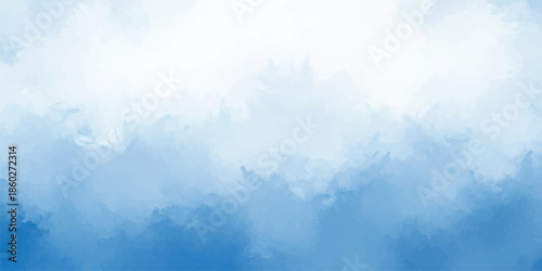 Atmospheric Blue Watercolor Landscape Background with Misty Hills and Calm Water Feeling