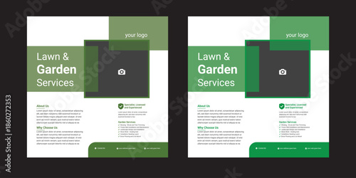 Lawn gardening service social media banner design. Agriculture and farming business advertisement flyer design. Landscaping and lawn mower service  Lawn and gardening service social media post design.