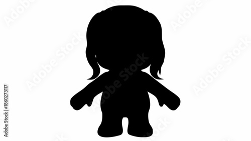Silhouette of a cute cartoon girl with outstretched arms