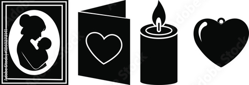 Black and white memorial icons for loved ones who passed