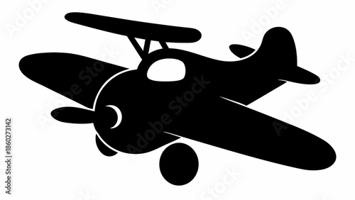 Vintage airplane in flight with propellers spinning fast