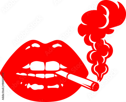 woman lips with black and white transparent smoking smoke vector silhouette of smoking lips 