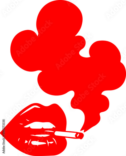 woman lips with black and white transparent smoking smoke vector silhouette of smoking lips 