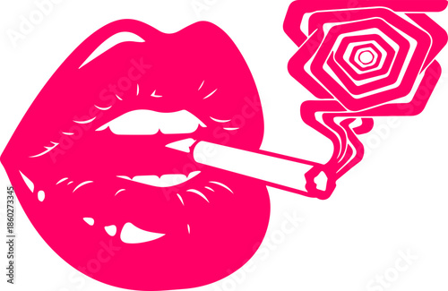 woman lips with black and white transparent smoking smoke vector silhouette of smoking lips 