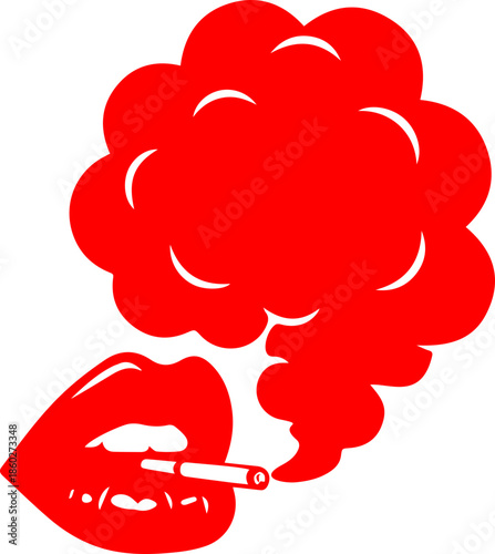 woman lips with black and white transparent smoking smoke vector silhouette of smoking lips 
