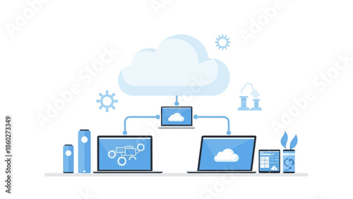 Cloud Computing Network Illustration with Devices.