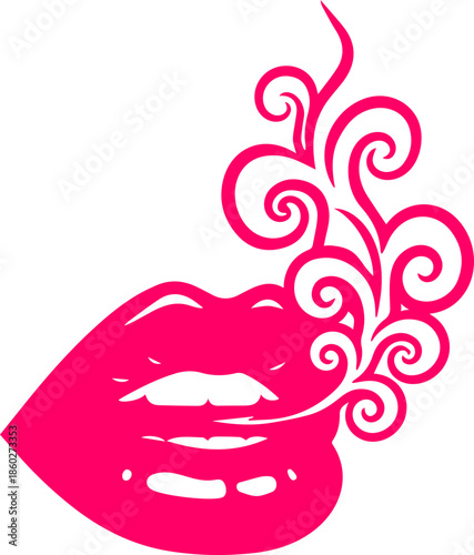 woman lips with black and white transparent smoking smoke vector silhouette of smoking lips 