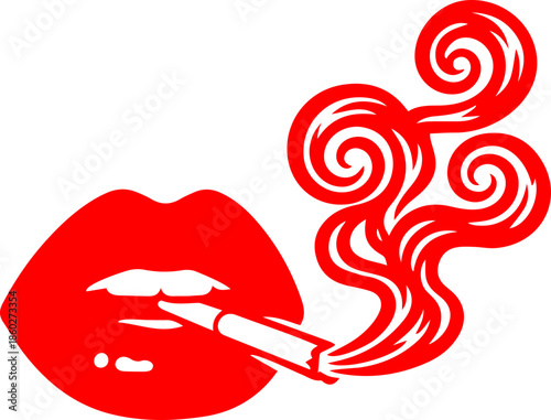 woman lips with black and white transparent smoking smoke vector silhouette of smoking lips 