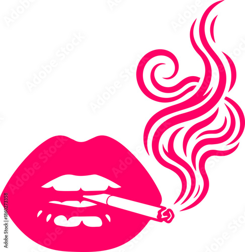 woman lips with black and white transparent smoking smoke vector silhouette of smoking lips 