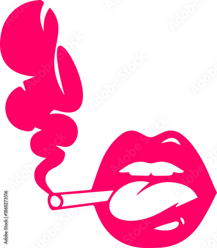 woman lips with black and white transparent smoking smoke vector silhouette of smoking lips 