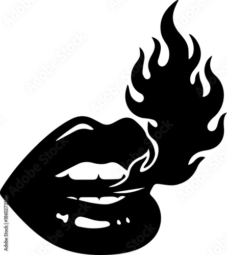 woman lips with black and white transparent smoking smoke vector silhouette of smoking lips 