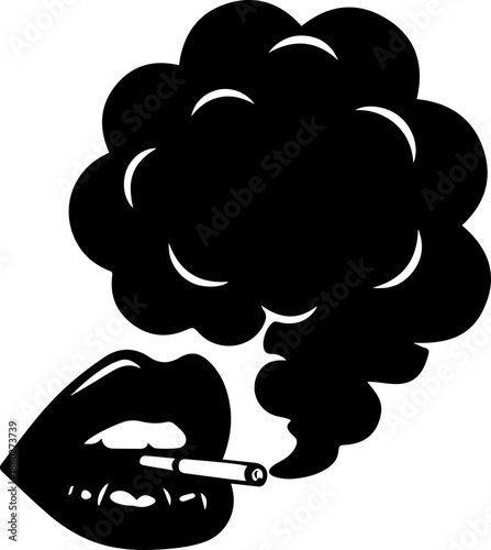 woman lips with black and white transparent smoking smoke vector silhouette of smoking lips 