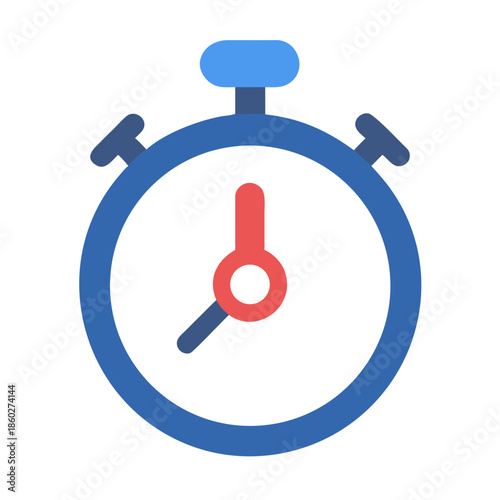Stopwatch timer icon illustration in blue outline style