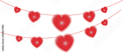 Red leaf garland on a white background for decoration