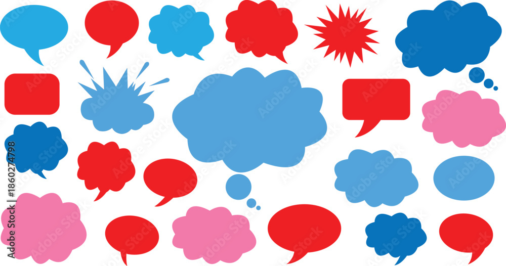 Fototapeta premium Collection of colorful speech and thought bubbles, clouds ,Vector illustration, clouds set