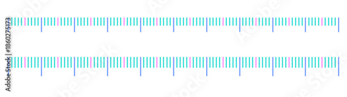 Length measurement scale template vector showing ruler and scale markings for precise measurements, design mockups, technical drawings, and educational or UI projects.
