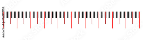 Length measurement scale template vector showing ruler and scale markings for precise measurements, design mockups, technical drawings, and educational or UI projects.