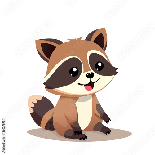 Brown raccoon with a smile vector character for different children's illustrations