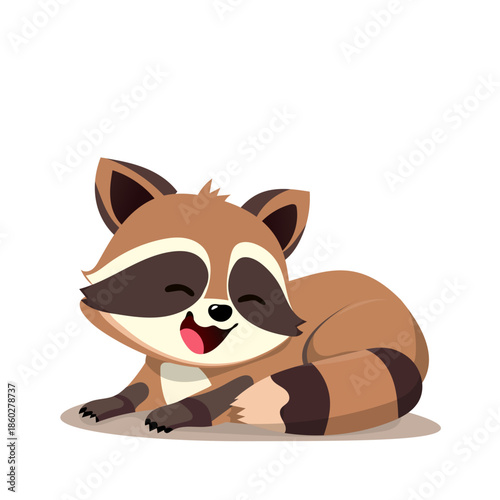 Cute raccoon lying down with a smile vector character for adorable children's illustrations