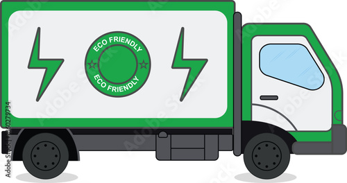 Eco Friendly Electric Delivery Truck Flat Vector Illustration