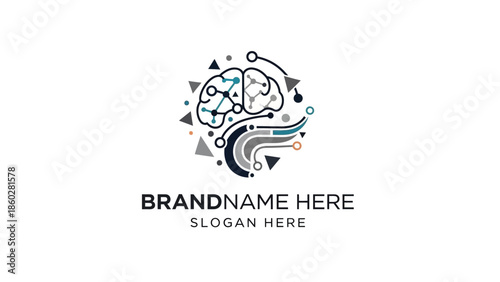 Wallpaper Mural Brain Logo Design Template with Placeholder. Torontodigital.ca