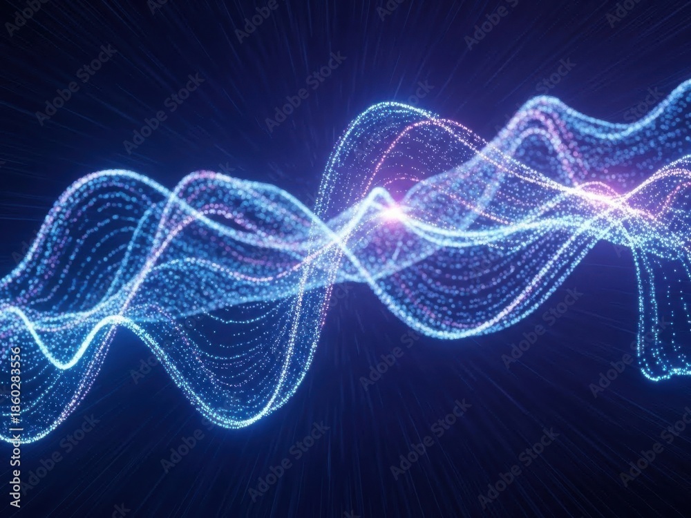 Fototapeta premium Blue and Purple Light Wave Energy Flow