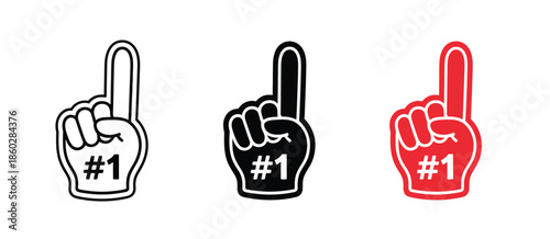 Number one fan glove icon, outline vector illustration