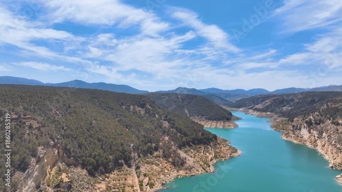 Flight over Spain's drought depleted Lake Francisco Abellan, reduced water levels