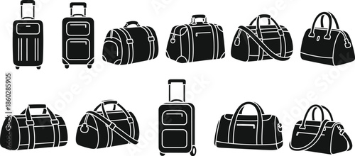 A set of vector icons of a travel bag. EPS-10.