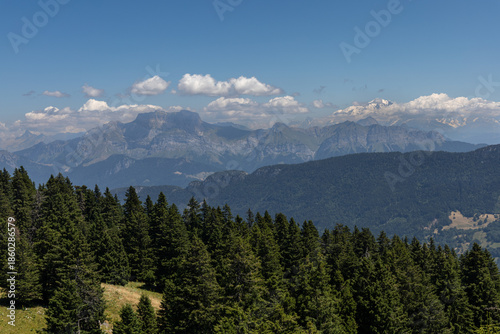 Beautiful panoramic view from Semnoz mountain in Haute-Savoie, France