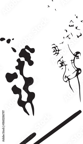 Incense Smoke Silhouette Vector Bundle