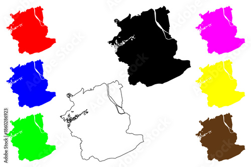 Mangaldan city (Ilocos Region, Republic of the Philippines, ROP) map vector illustration, scribble sketch Mangaldan map