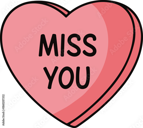Pink heart candy with miss you message vector