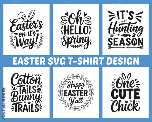 Easter SVG Typography Bundle T-Shirt Design Vector Illustration Set