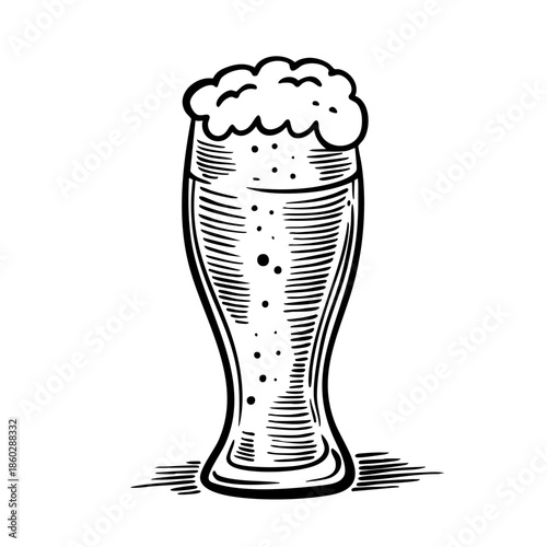Tall beer glass hand drawn illustration