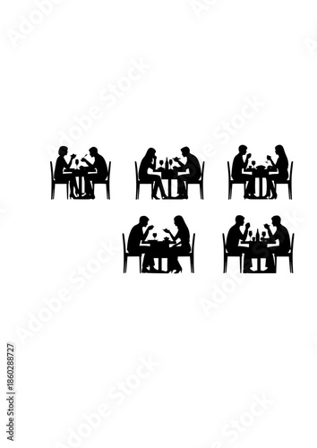 Solo Dining Silhouette of Person Eating Alone at Restaurant for Empowerment and Self Care Independence Lifestyle Concept Vector Illustration
