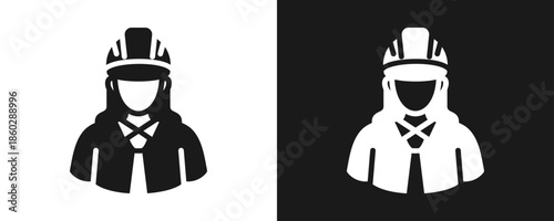 Engineer Icon Set Glyph In White And Black Background