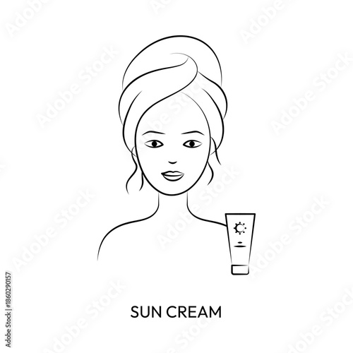 Face Sun Protection Beauty Care Outline Illustration