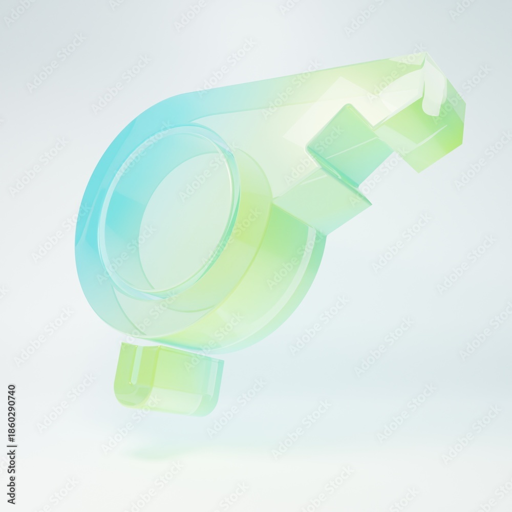 Fototapeta premium Frosted glass Whistle icon isolated on white background. Referee symbol. Fitness and sport sign. Minimalism concept. 3D render illustration