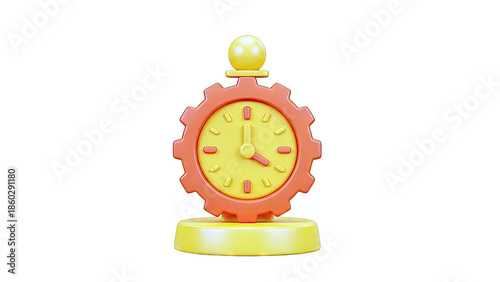 Gear Clock Showing Time - 3D Render