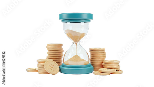 Hourglass with Coins: Time is Money Concept