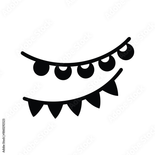 Simple illustration of two party garlands with a string of circles and triangles