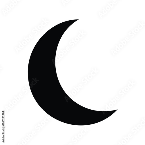 A Simple Crescent Moon in Black and White Illustration Style Image