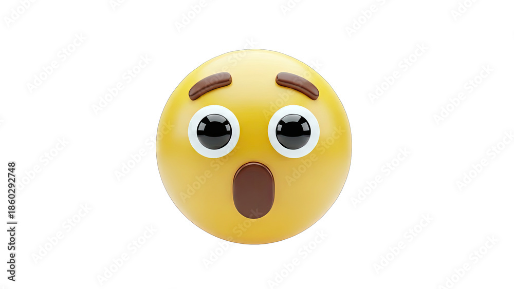 Fototapeta premium Surprised Emoji Face on White Background