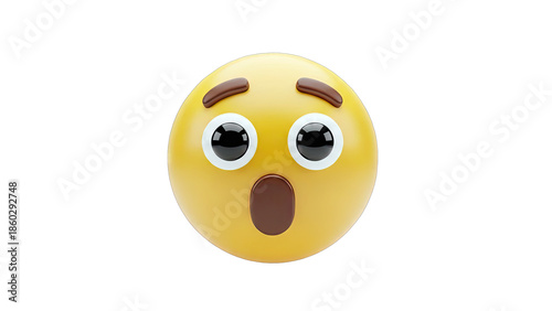 Surprised Emoji Face on White Background